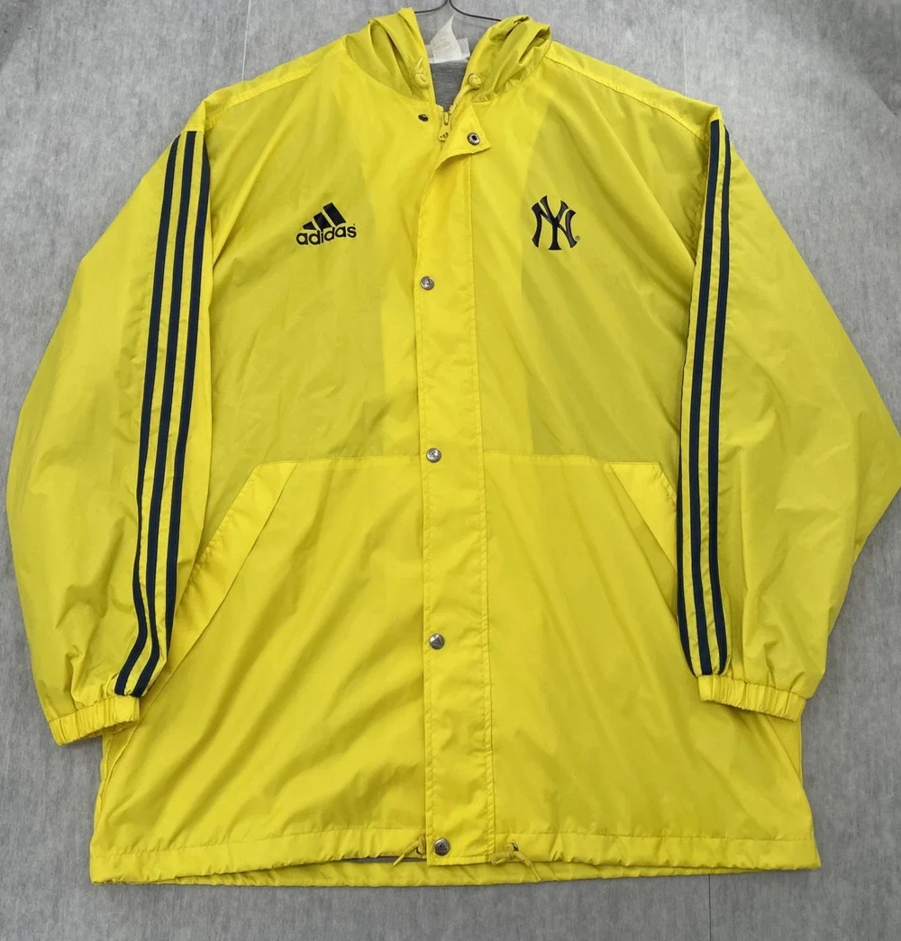 VINTAGE New York Yankees Jacket Adult XL Yellow Usher MLB Windbreaker Lined Mens